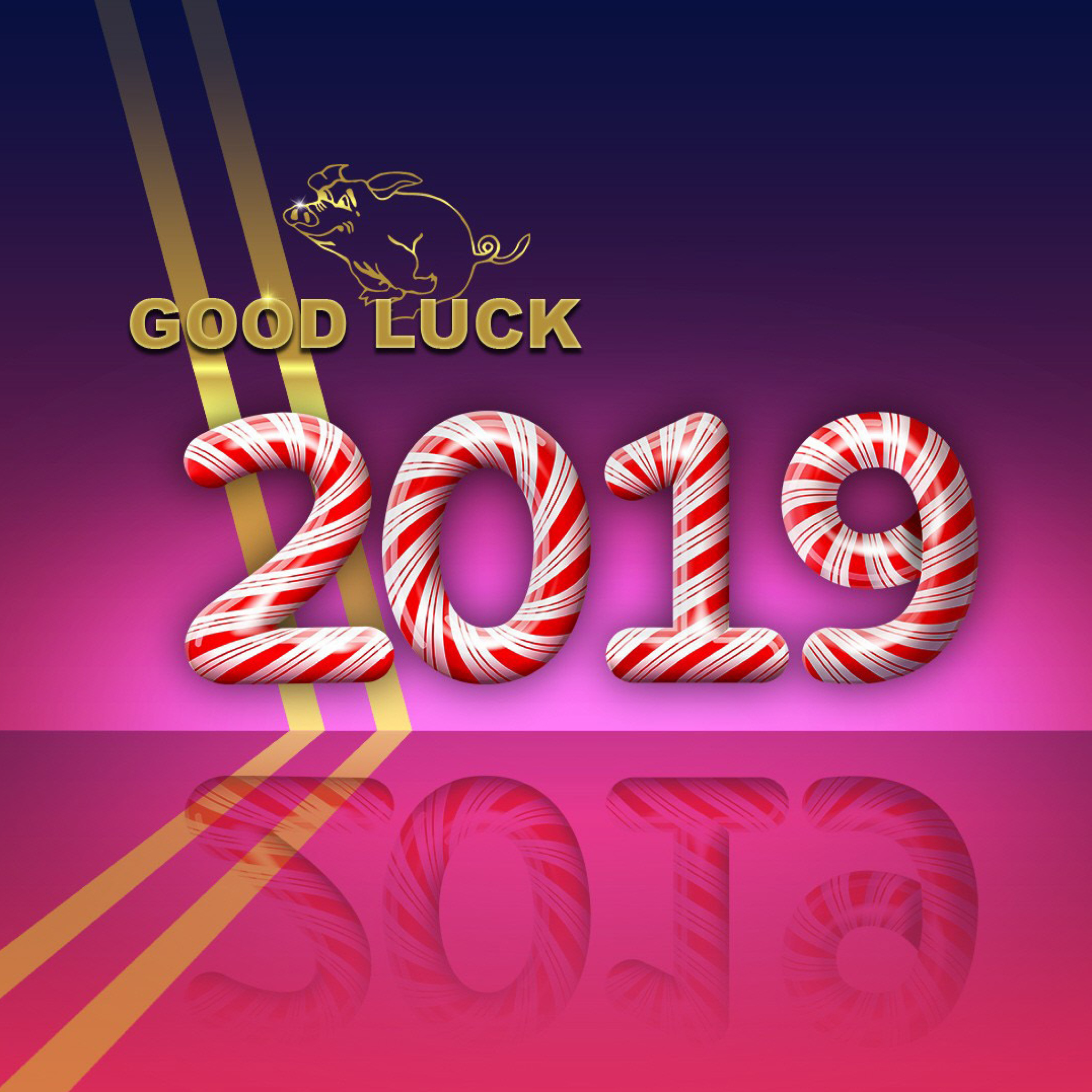 Sfondi Good Luck in New Year 2019 2048x2048