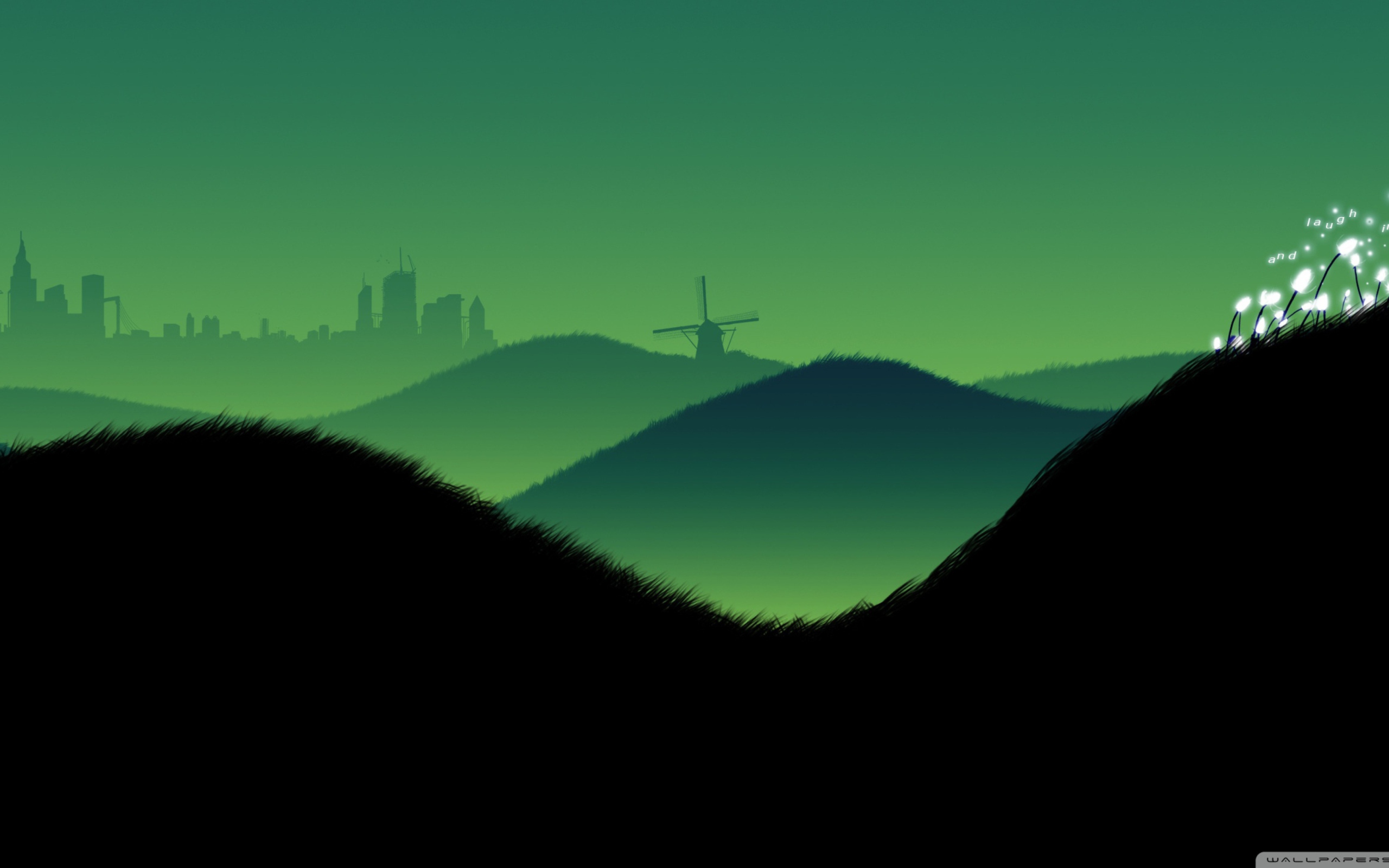 Green Hills Illustration wallpaper 2560x1600