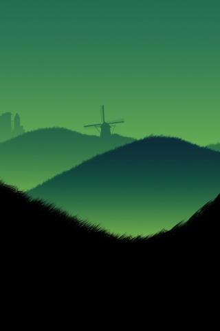Обои Green Hills Illustration 320x480