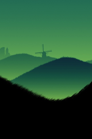 Green Hills Illustration wallpaper 320x480