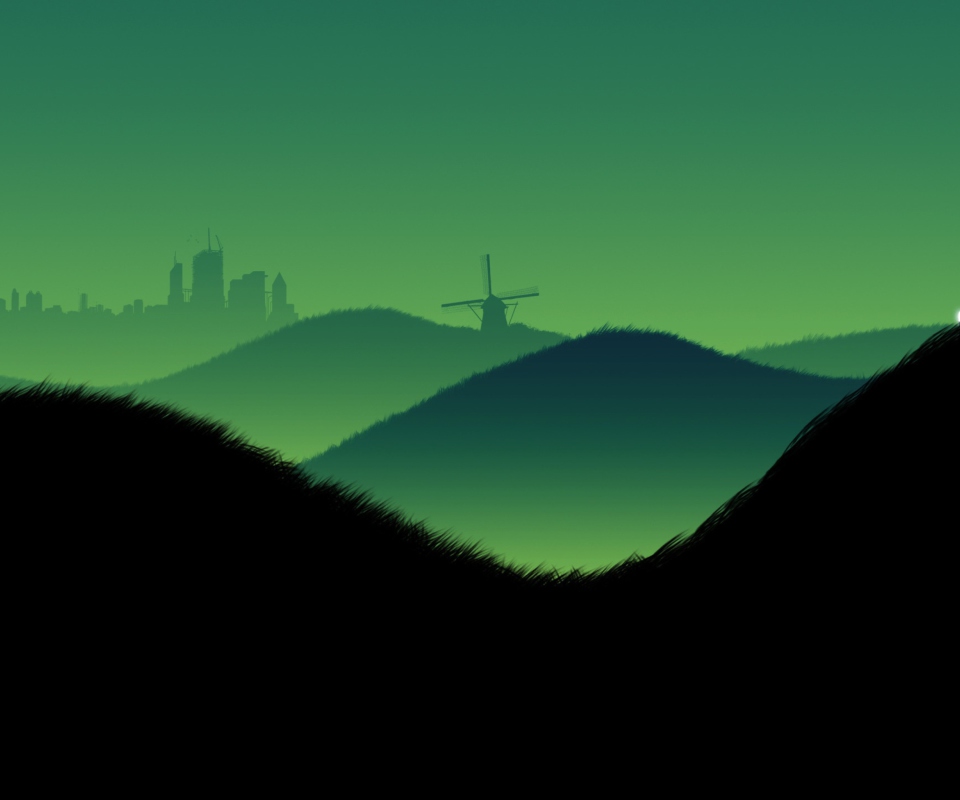 Das Green Hills Illustration Wallpaper 960x800