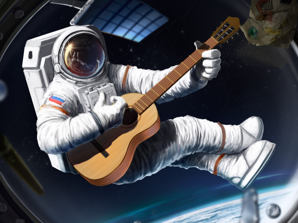 Astronaut Having Fun wallpaper 1024x768