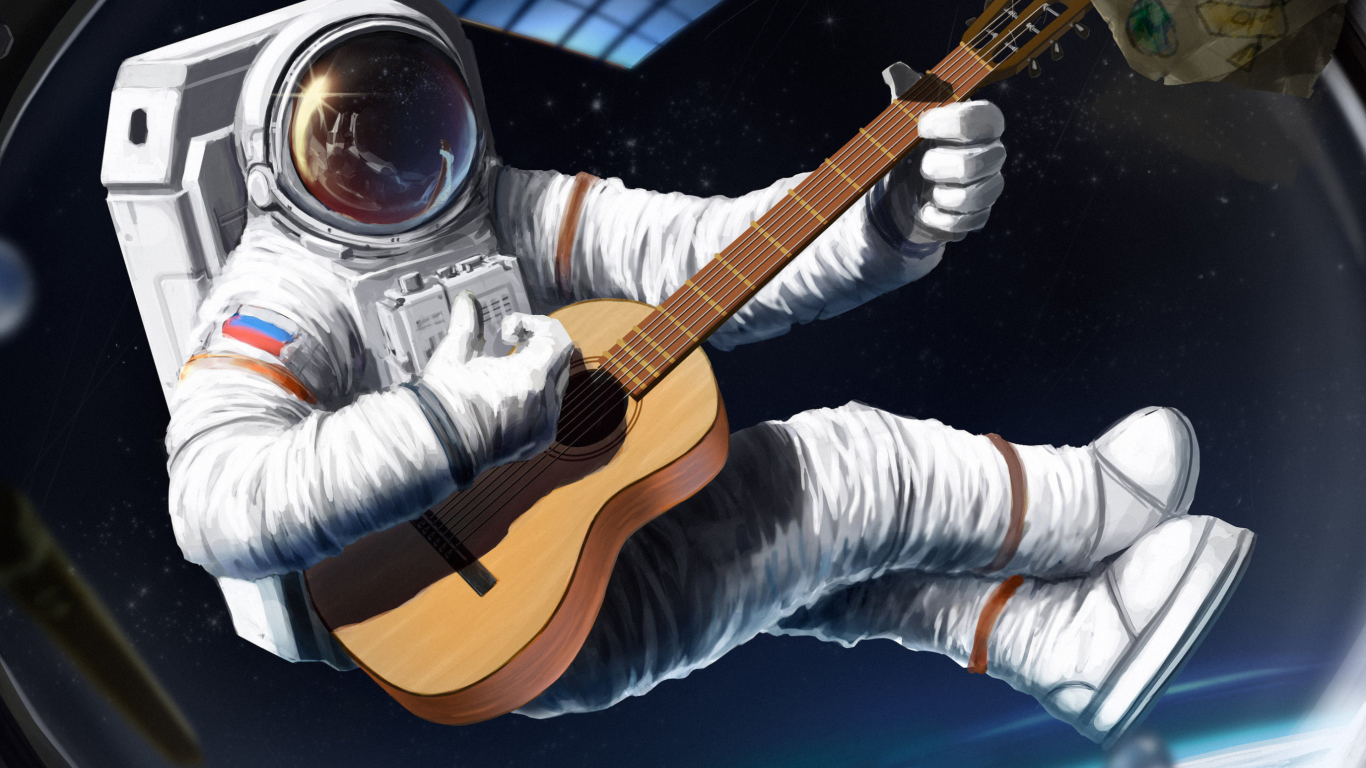 Astronaut Having Fun wallpaper 1366x768