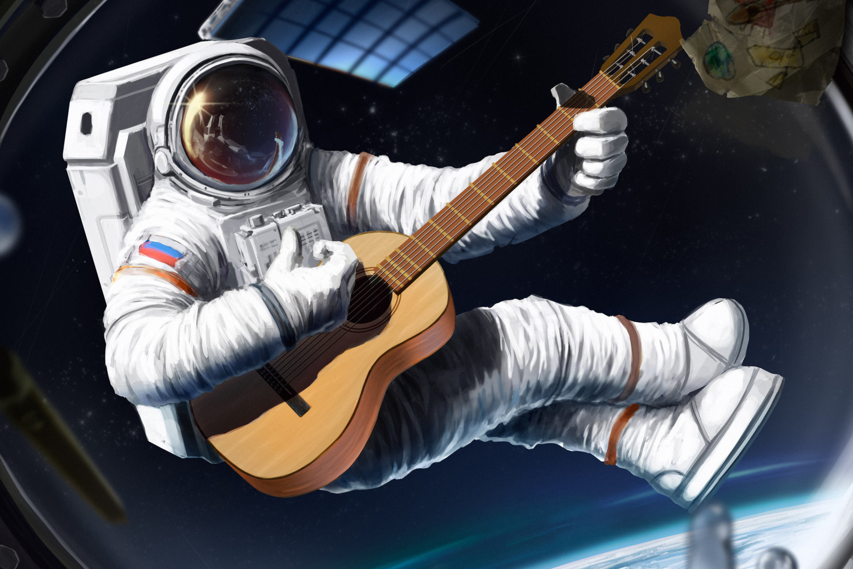 Spaceman перевод. Космонавт арт. Космонавт с гитарой в космосе. Космонавт картинка. Космонавт в космосе арт.