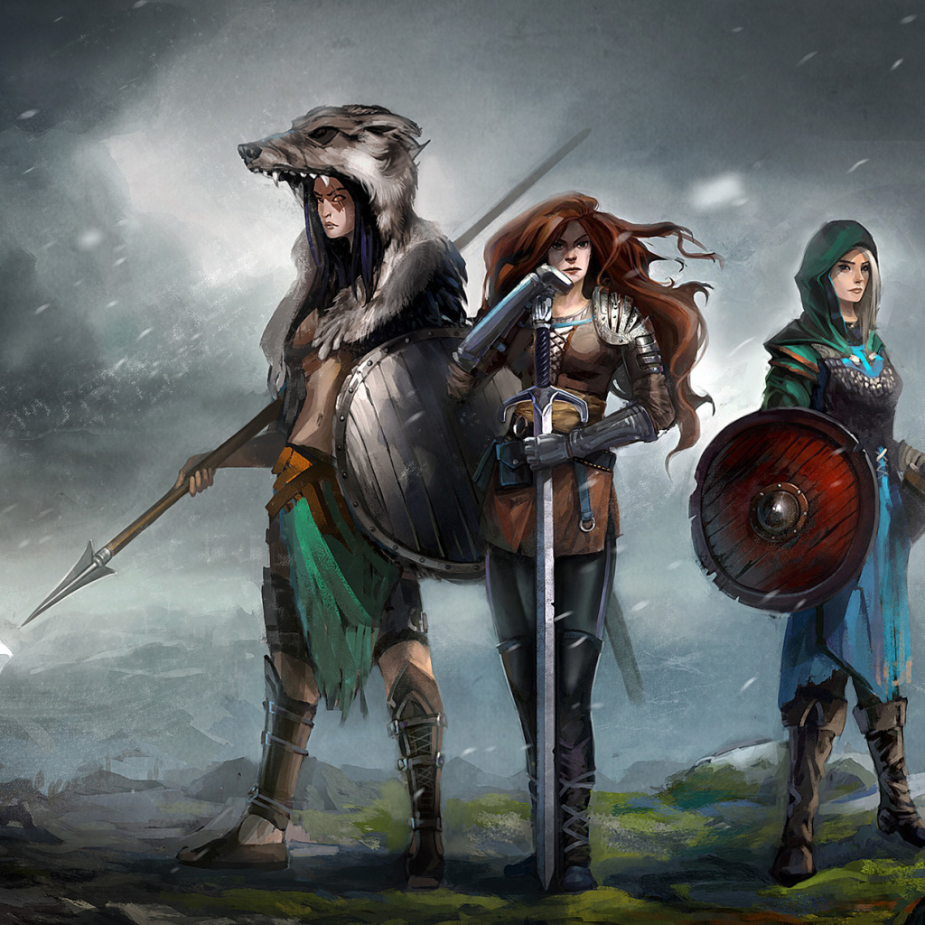 Fondo de pantalla Warriors Valkyries, Norse Mythology 1024x1024