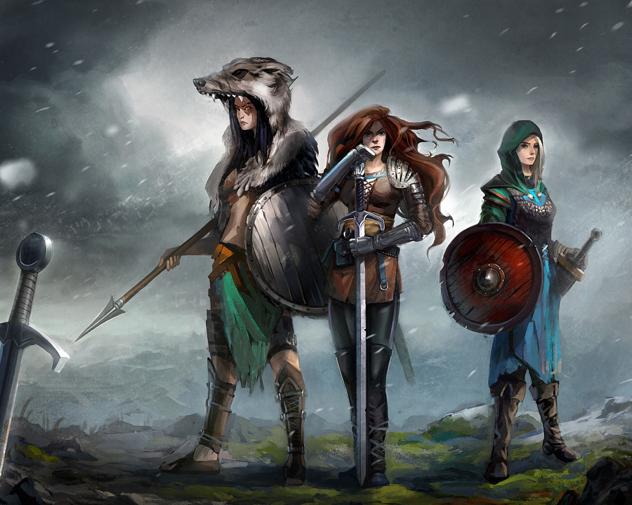Fondo de pantalla Warriors Valkyries, Norse Mythology 1280x1024