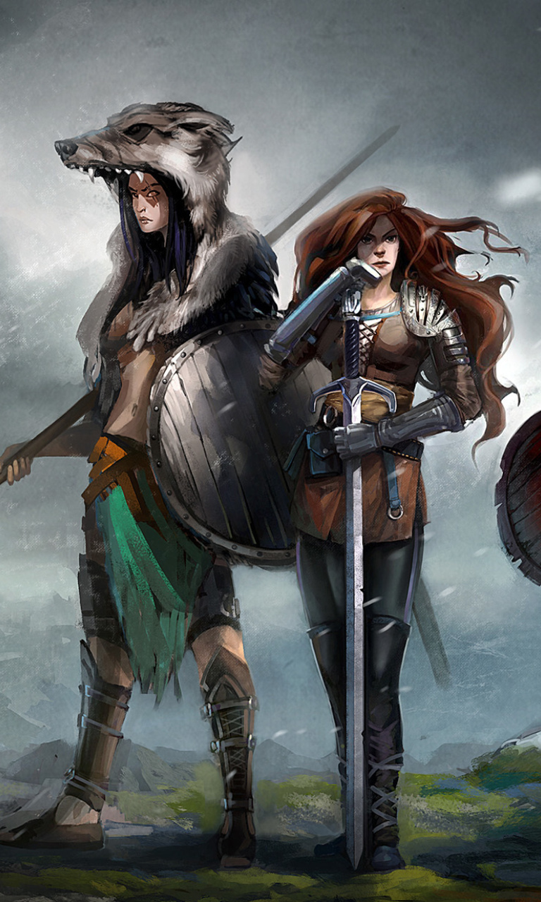 Warriors Valkyries, Norse Mythology wallpaper 768x1280