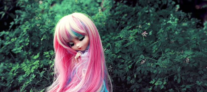 Sfondi Doll With Pink Hair 720x320