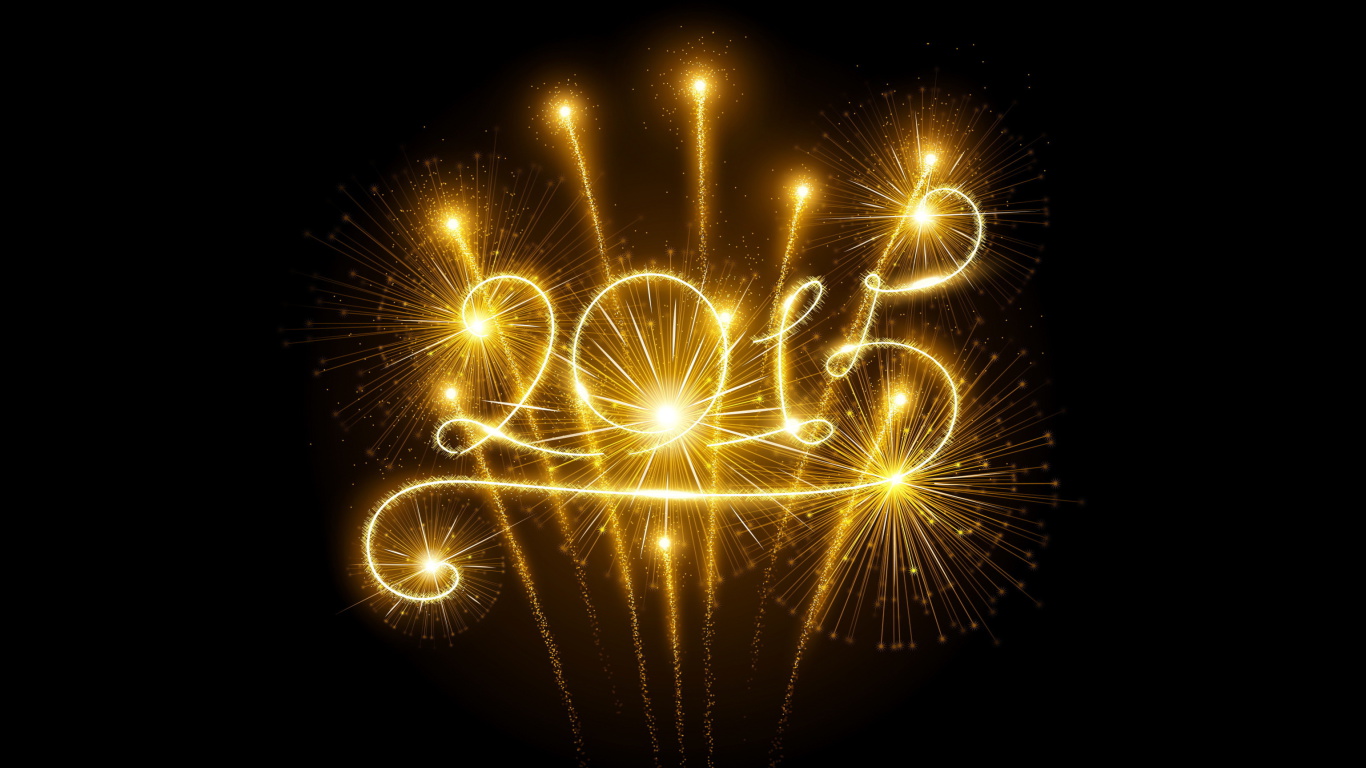 Обои 2015 Happy New Year Fireworks 1366x768