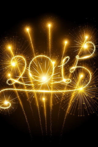 2015 Happy New Year Fireworks wallpaper 320x480