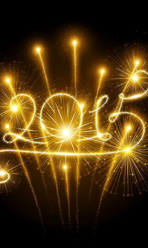 2015 Happy New Year Fireworks wallpaper 480x800