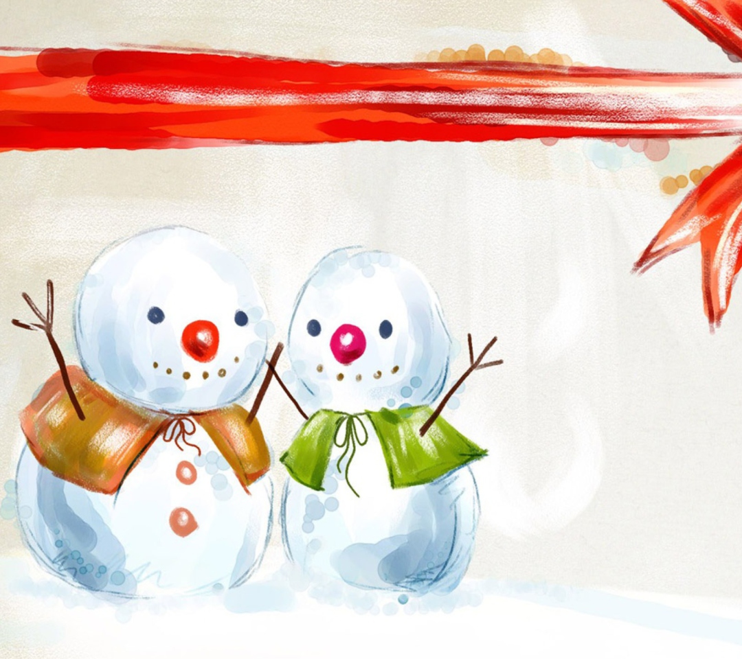 Обои Christmas Snowmen 1080x960