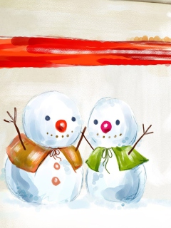 Das Christmas Snowmen Wallpaper 240x320