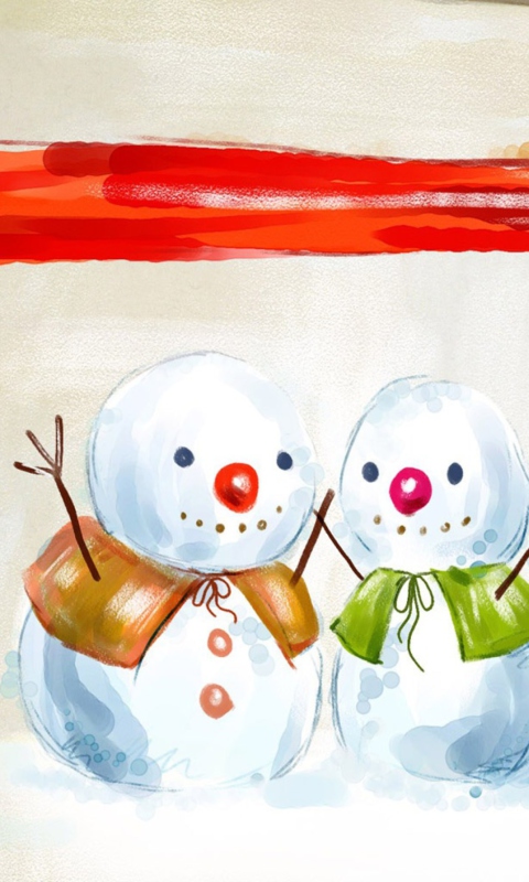 Das Christmas Snowmen Wallpaper 480x800