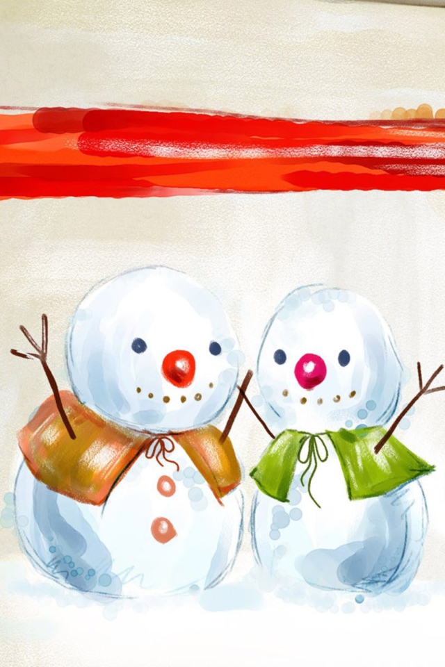 Das Christmas Snowmen Wallpaper 640x960