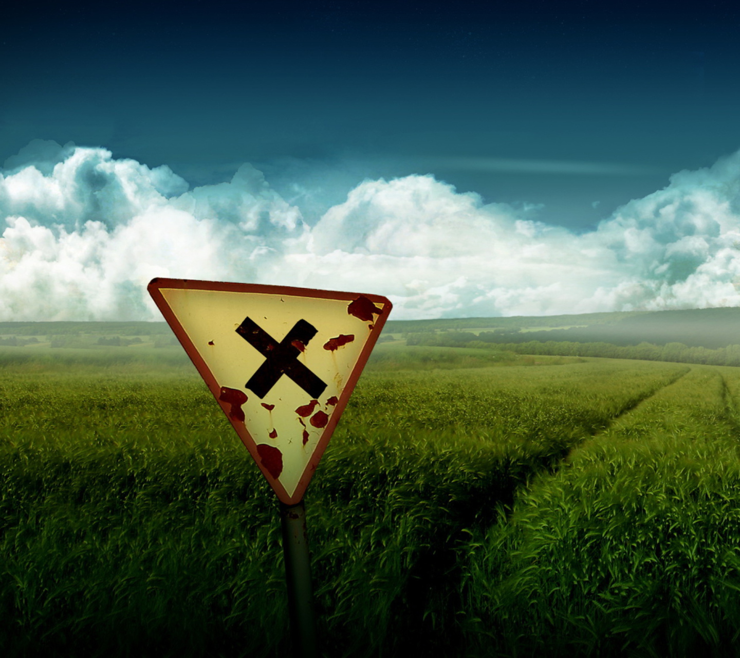 Das X-Road Sign Wallpaper 1440x1280