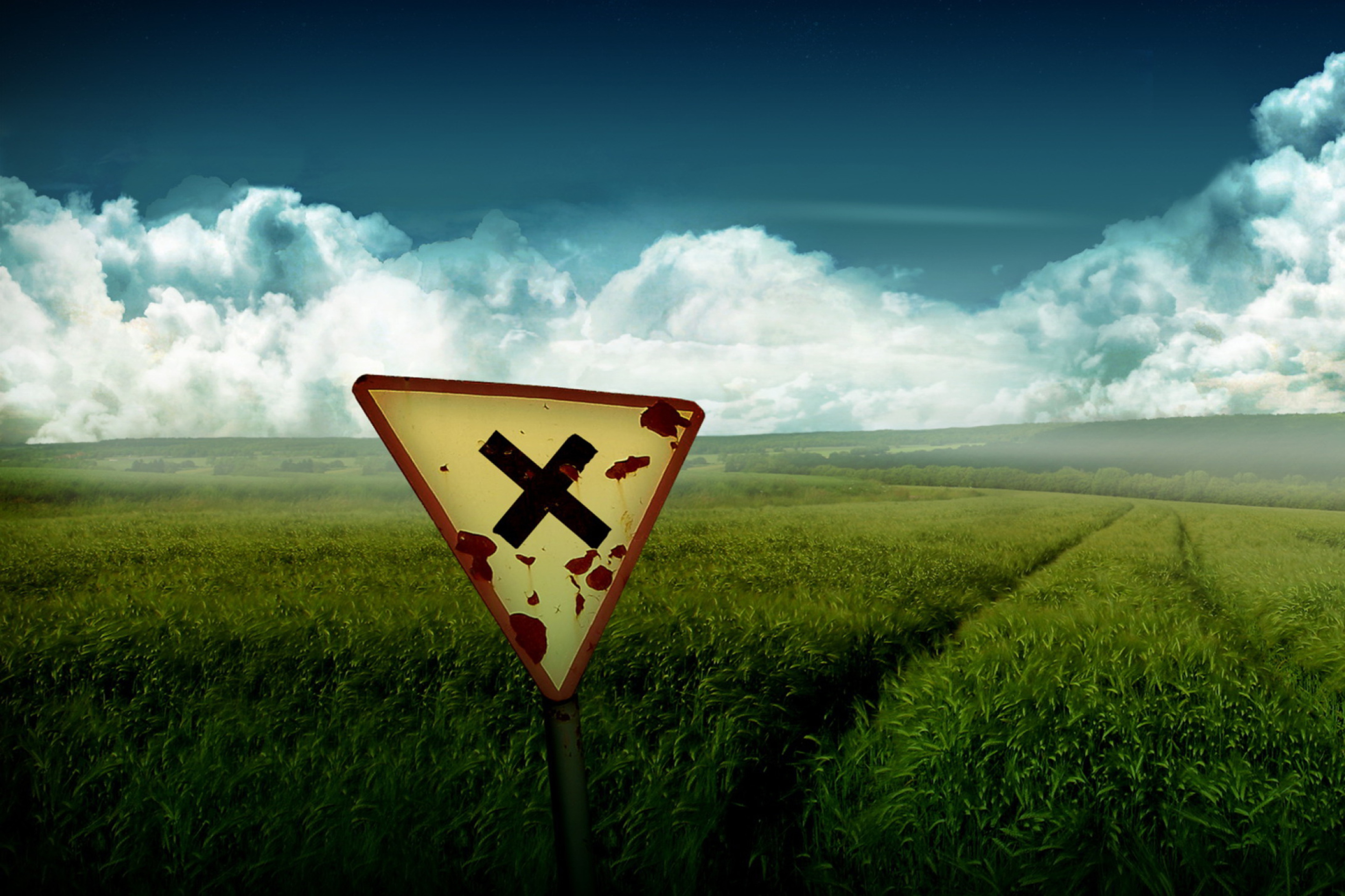 Das X-Road Sign Wallpaper 2880x1920