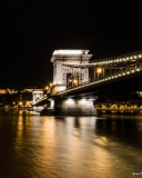 Chain Bridge at Night in Budapest Hungary wallpaper 128x160