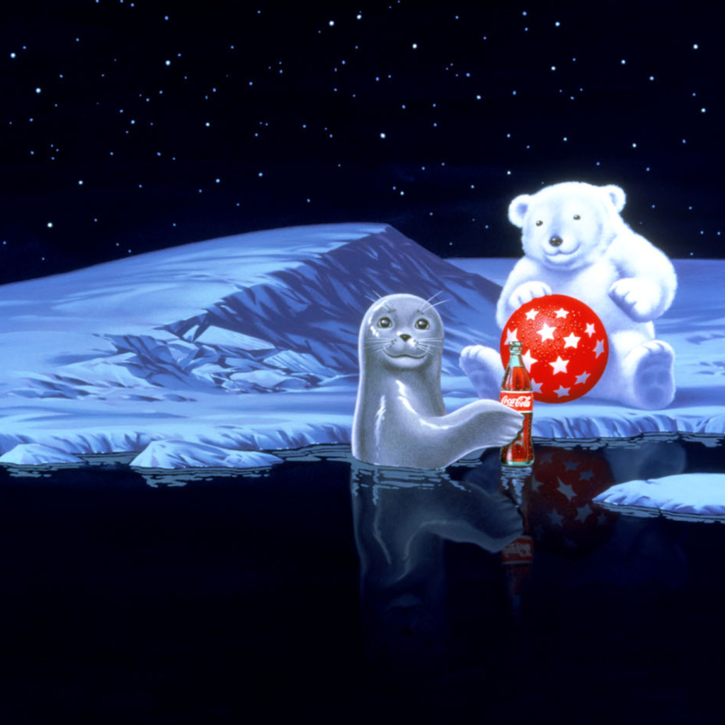 Обои Coca-Cola Christmas Party On North Pole 1024x1024