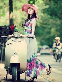 Sfondi Asian Girl With Vespa 240x320