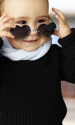 Baby Boy In Heart Glasses wallpaper 240x400