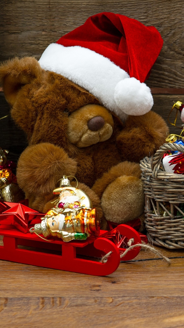 Sfondi Christmas Teddy 640x1136