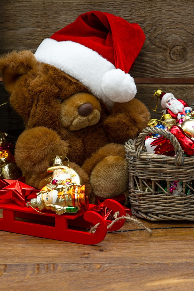 Christmas Teddy wallpaper 640x960