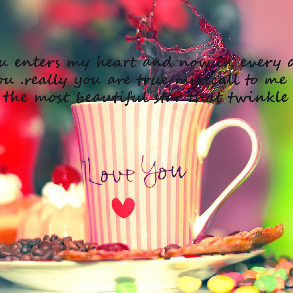 Love You Coffee Cup wallpaper 1024x1024