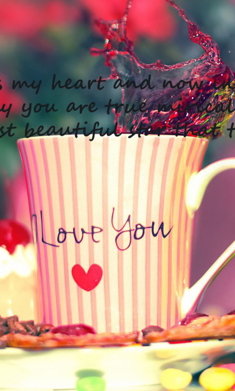 Love You Coffee Cup wallpaper 480x800