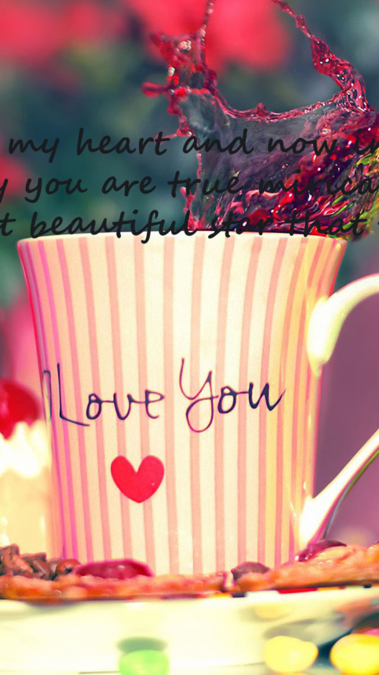 Fondo de pantalla Love You Coffee Cup 750x1334