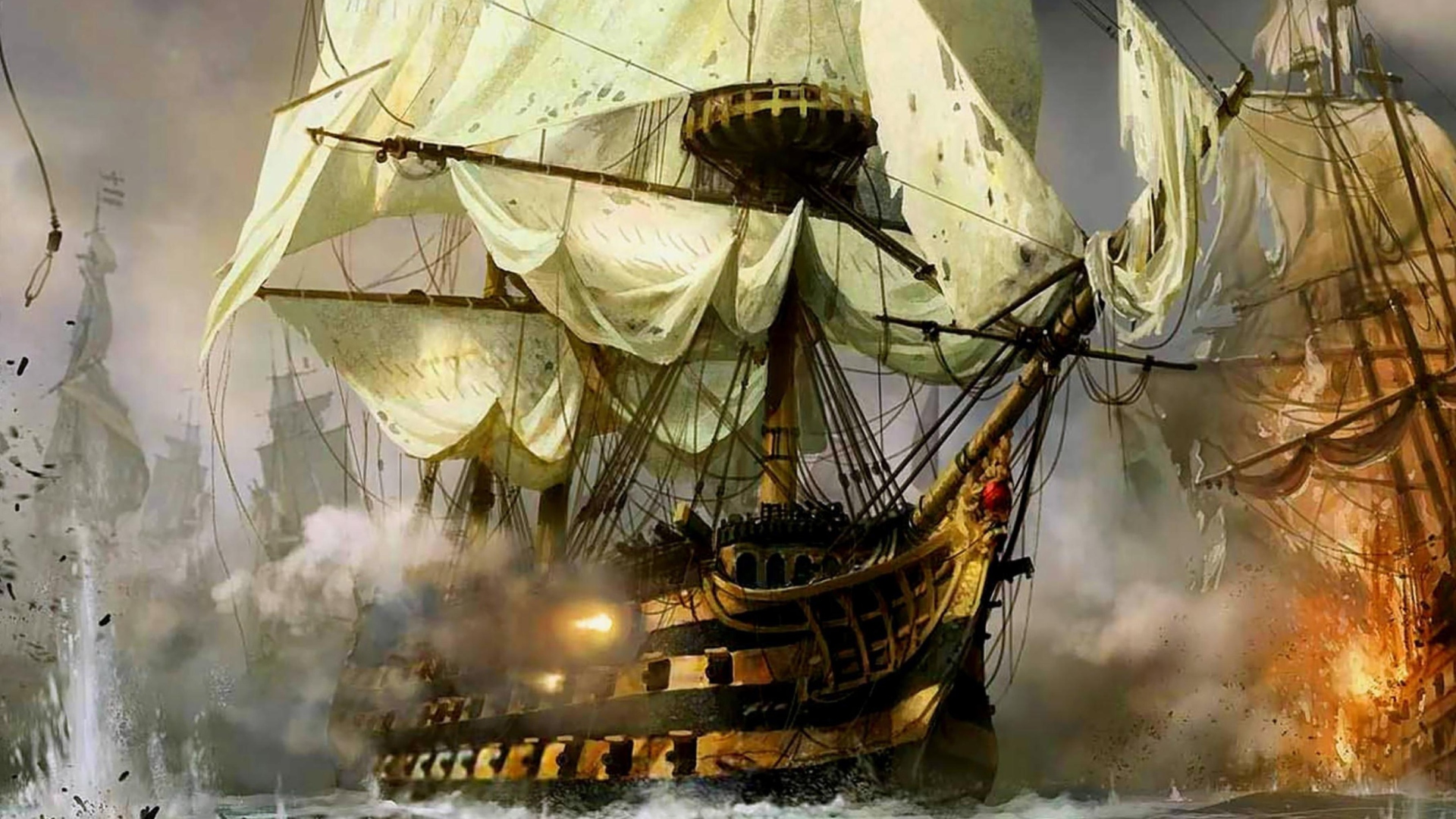 Ship Battle wallpaper 1920x1080