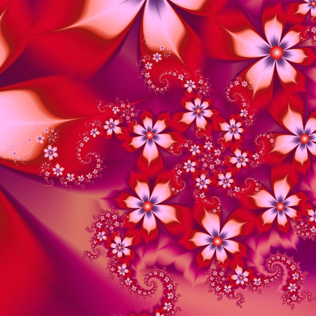 Red Flower Pattern wallpaper 1024x1024