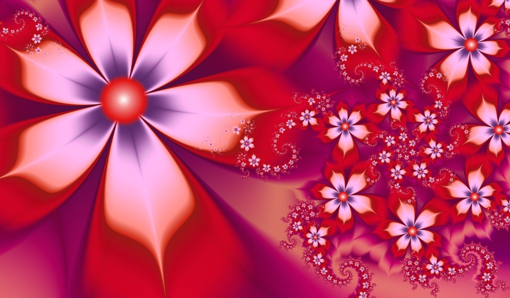 Fondo de pantalla Red Flower Pattern 1024x600