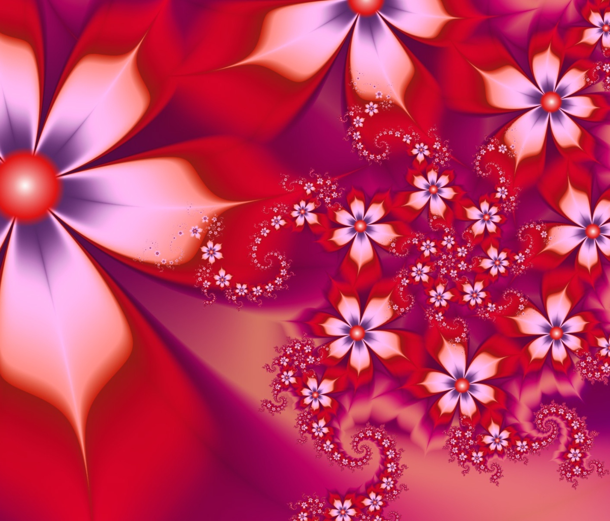 Das Red Flower Pattern Wallpaper 1200x1024