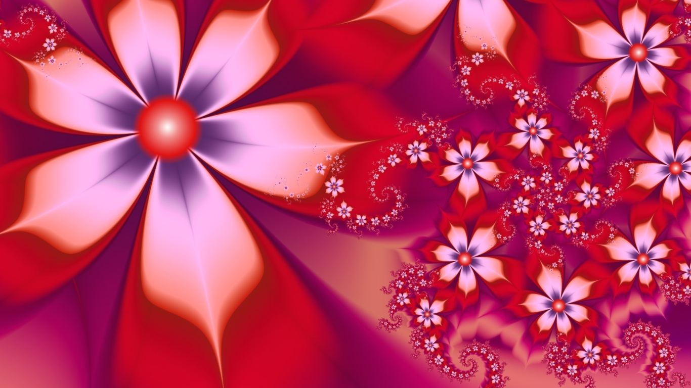 Screenshot №1 pro téma Red Flower Pattern 1366x768