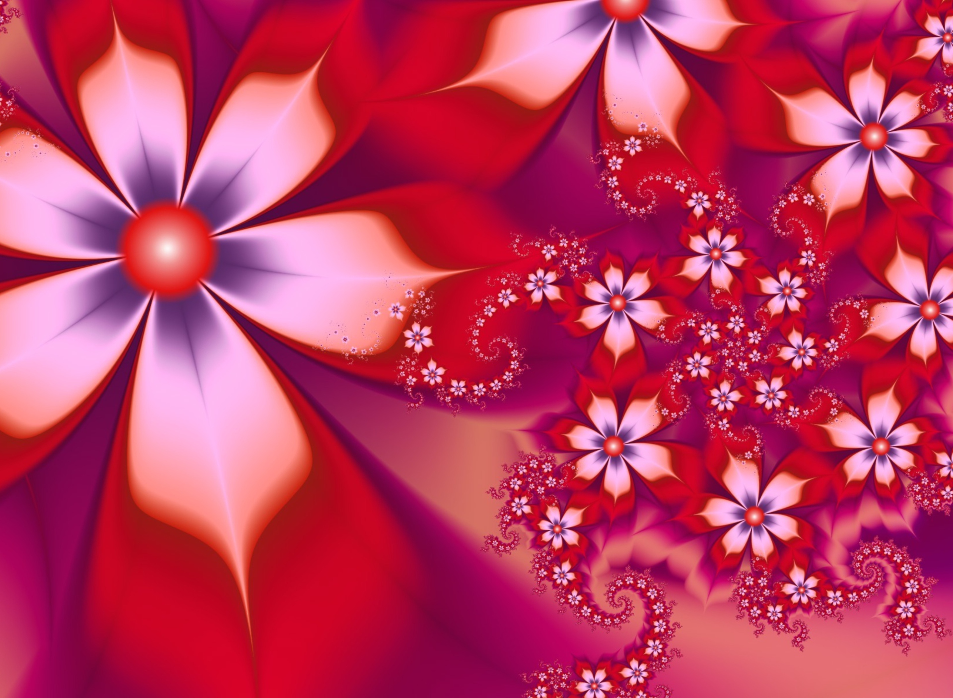 Das Red Flower Pattern Wallpaper 1920x1408
