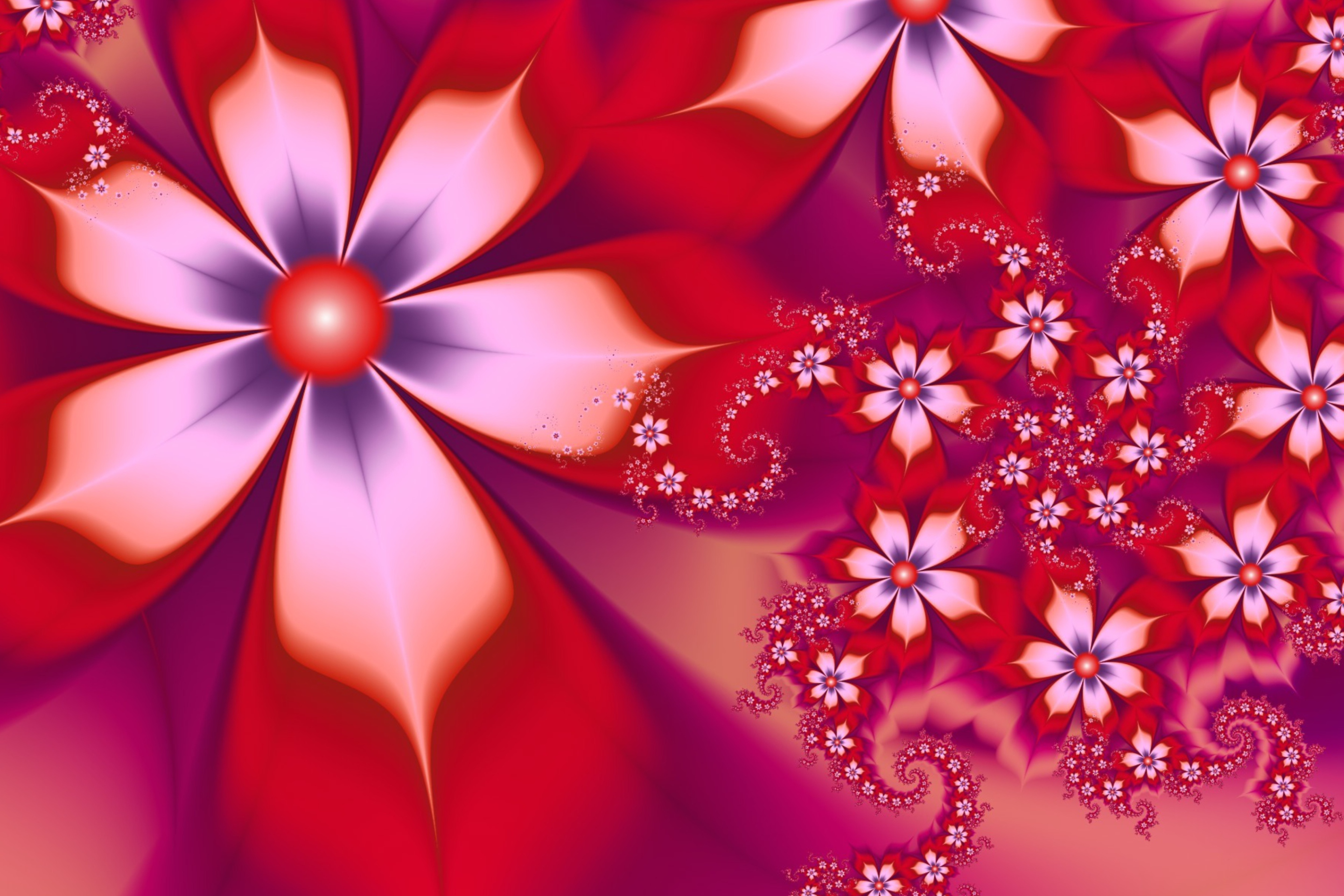 Das Red Flower Pattern Wallpaper 2880x1920
