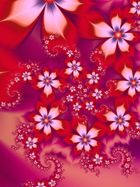 Das Red Flower Pattern Wallpaper 480x640