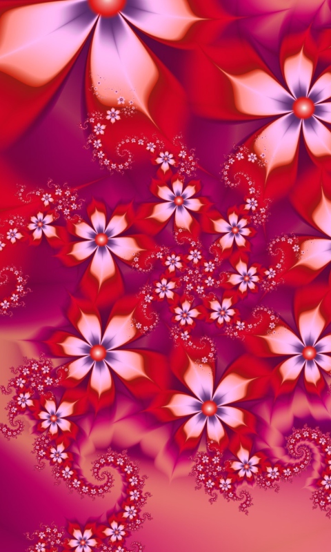 Fondo de pantalla Red Flower Pattern 480x800