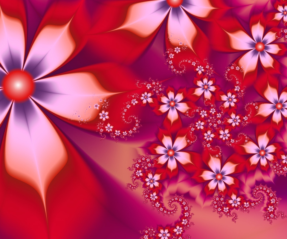 Das Red Flower Pattern Wallpaper 960x800