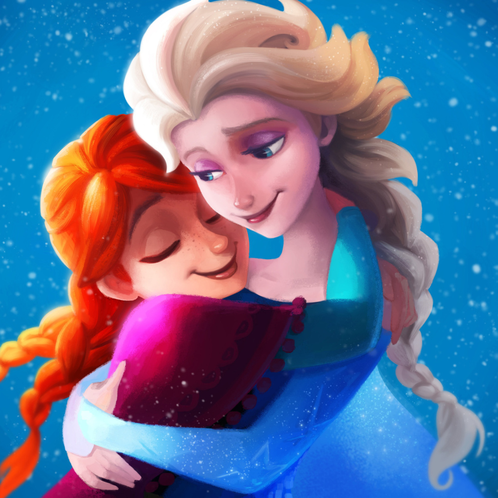 Das Frozen Sisters Elsa and Anna Wallpaper 1024x1024
