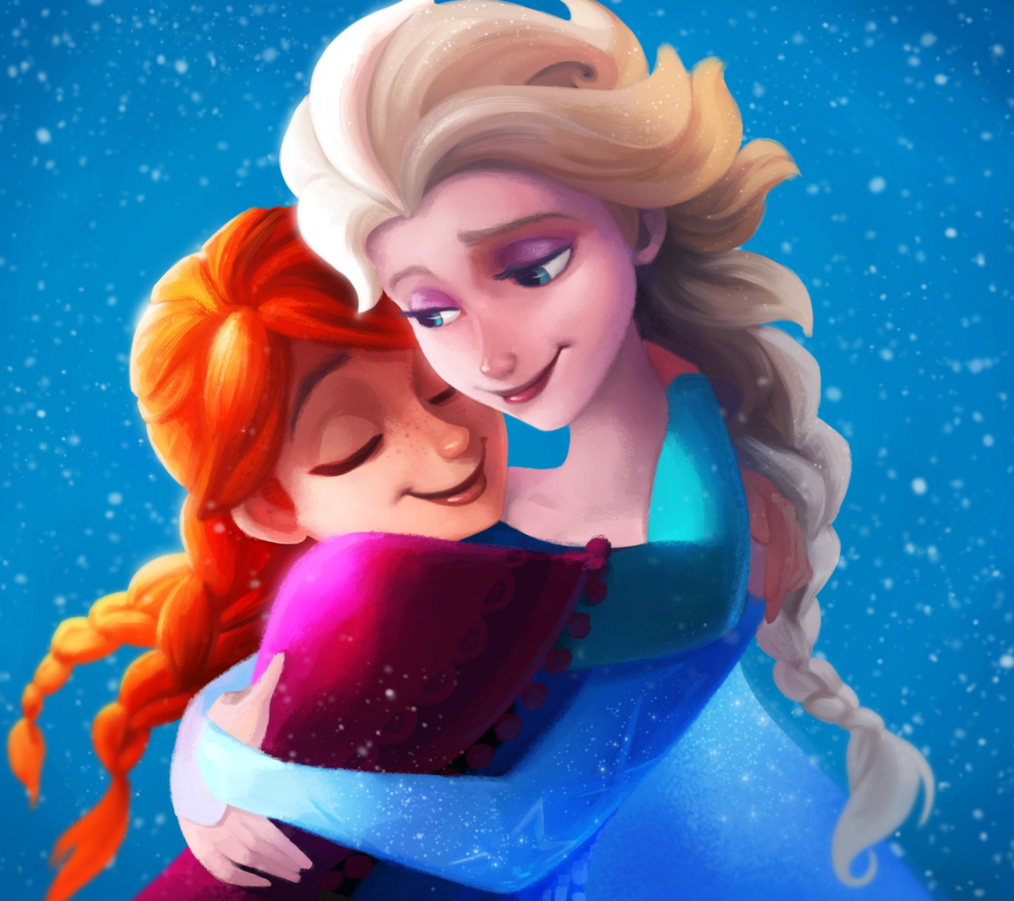 Обои Frozen Sisters Elsa and Anna 1440x1280
