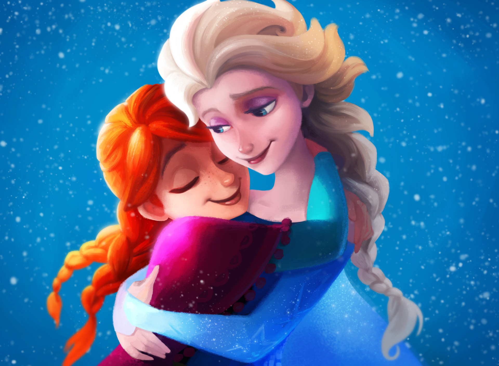 Обои Frozen Sisters Elsa and Anna 1920x1408