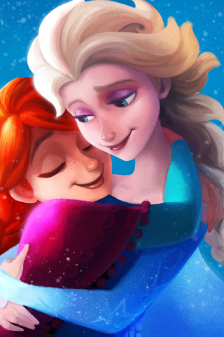 Das Frozen Sisters Elsa and Anna Wallpaper 320x480
