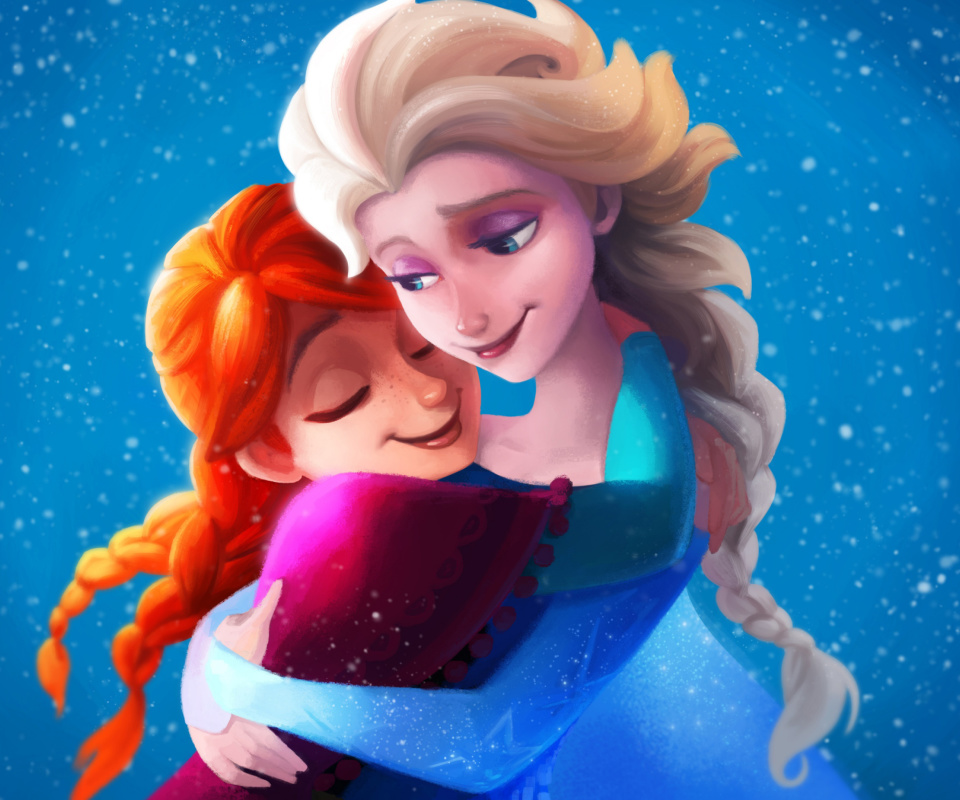 Das Frozen Sisters Elsa and Anna Wallpaper 960x800
