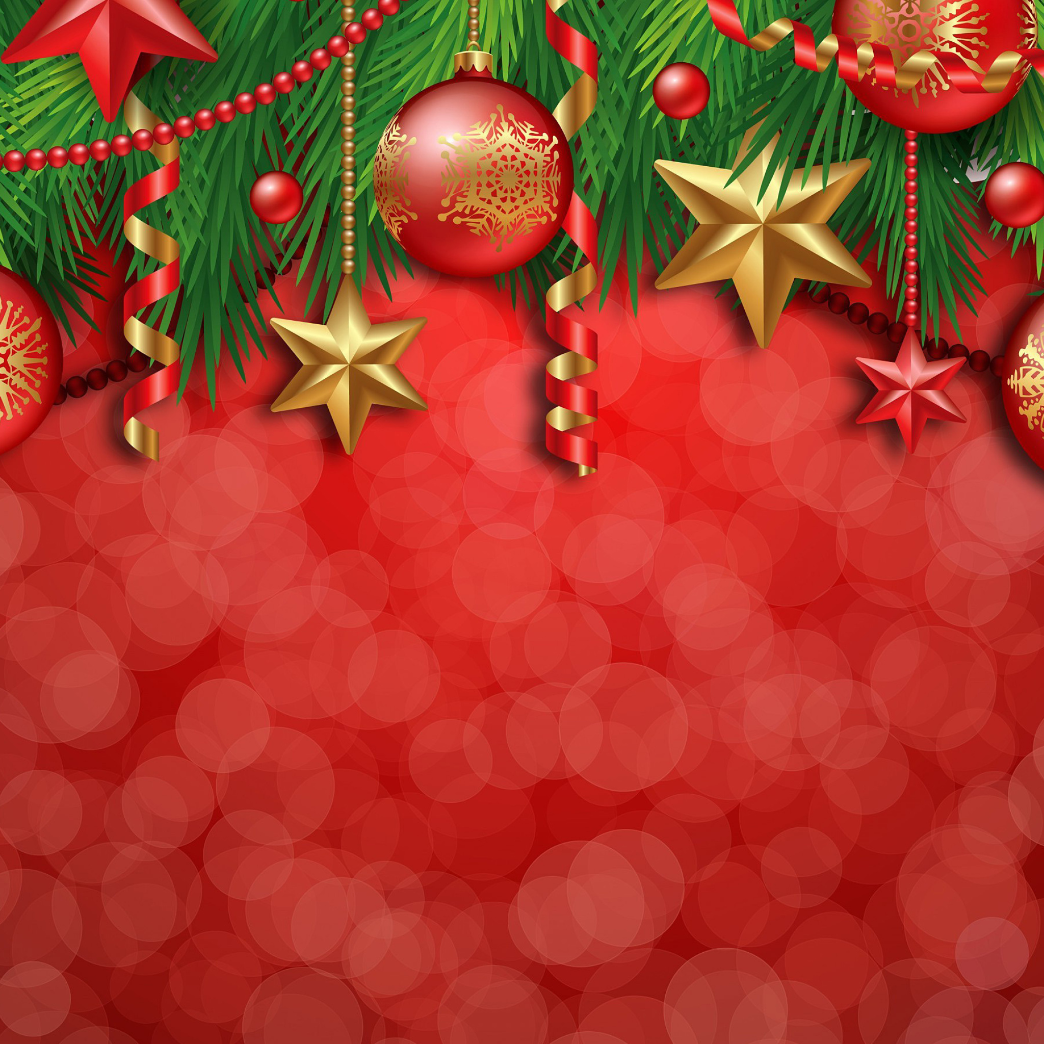 Das Red Christmas Decorations Wallpaper 2048x2048