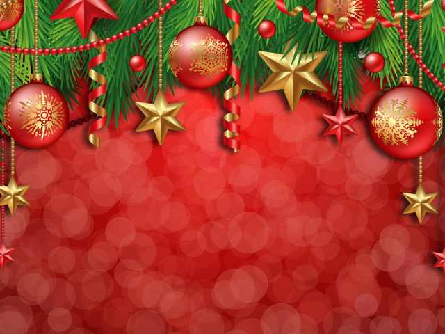 Обои Red Christmas Decorations 640x480