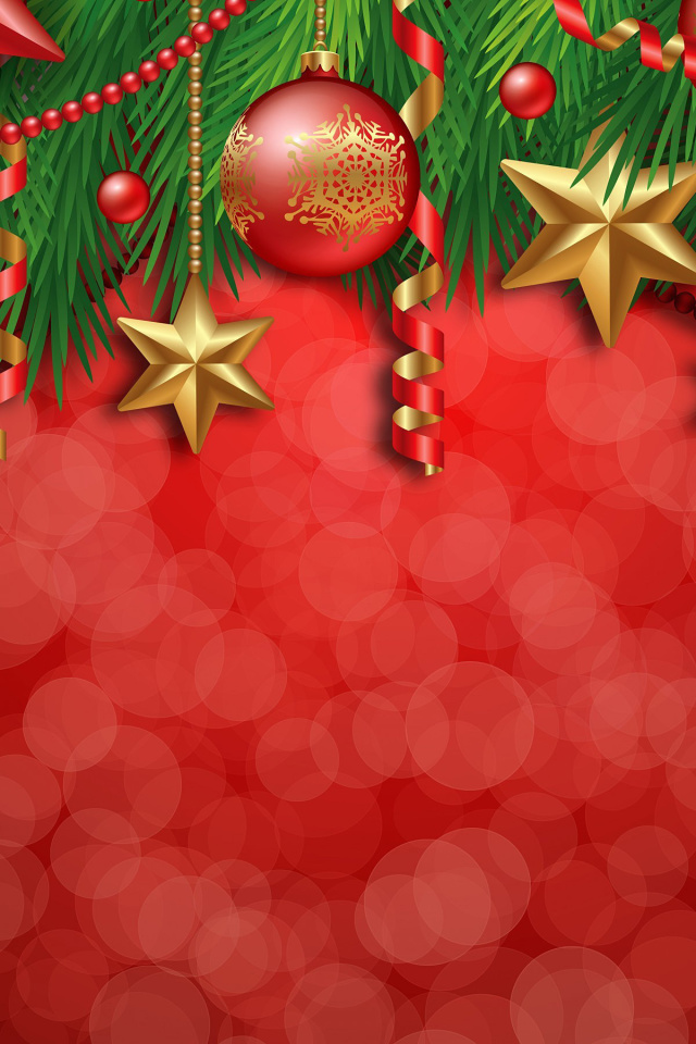Das Red Christmas Decorations Wallpaper 640x960