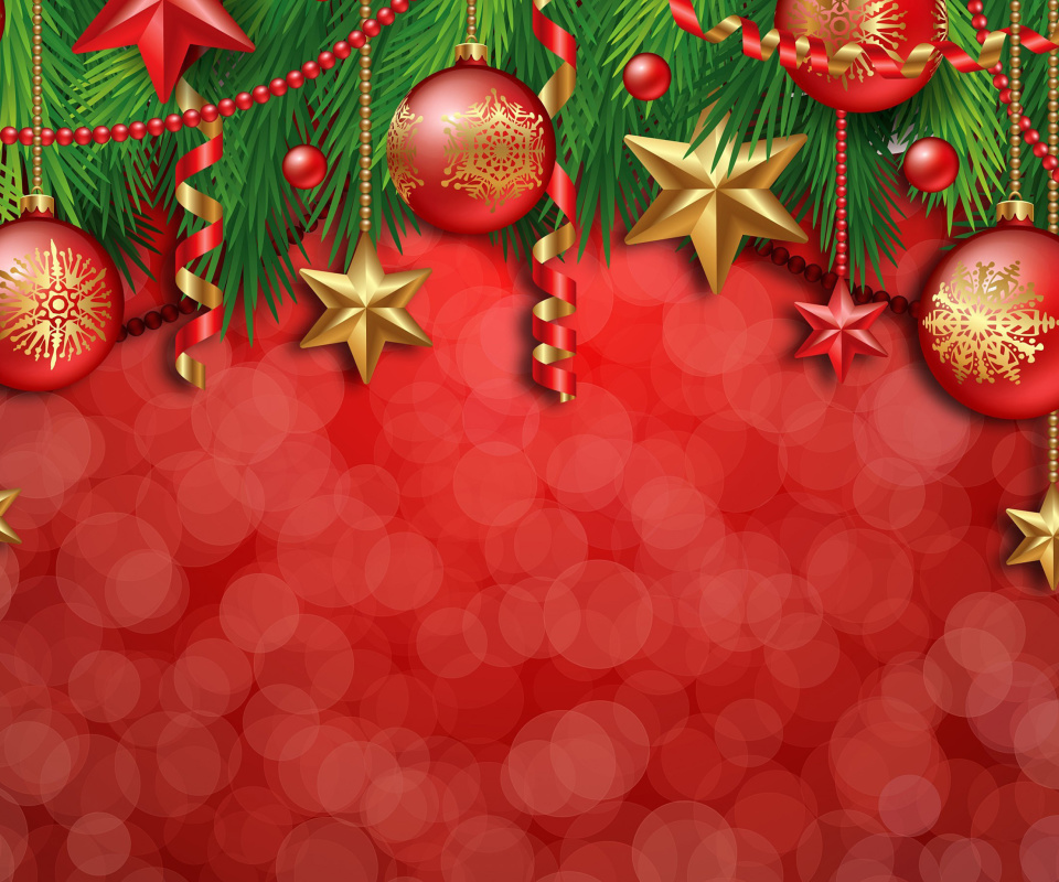 Das Red Christmas Decorations Wallpaper 960x800