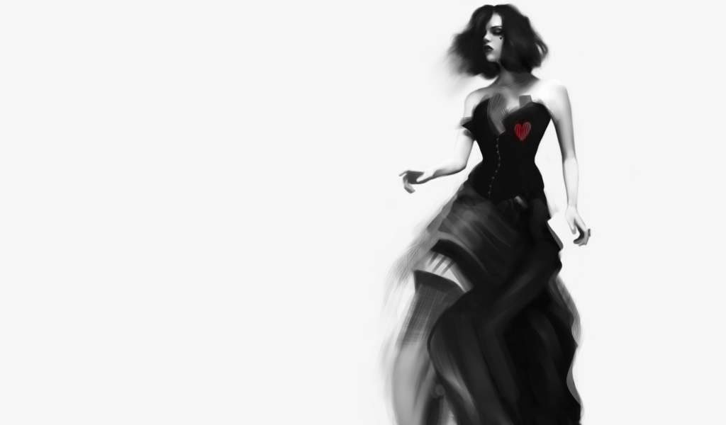 Girl Black And White Painting screenshot #1 1024x600